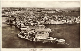1932-cartolina Foto Siracusa Vista Dall'alto Diretta In Francia Affr. 75c.Dante  - Siracusa