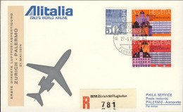 1974-Svizzera Raccomandata Alitalia Volo Diretto Zurigo Palermo Del 27 Maggio - Sonstige & Ohne Zuordnung