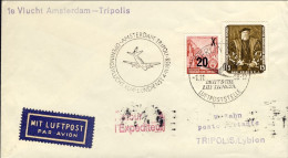 1958-Germania DDR I^volo Lufthansa Amsterdam-Tripoli Busta Variamente Affrancata - Briefe U. Dokumente