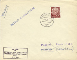 1958-Germania Diretto Al Vaticano Volo Lufthansa Amburgo Roma Del 2 Aprile - Covers & Documents