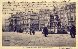 1930-cartolina Trieste Piazza Unita' Con L'antica Fontana Affrancata 30c.Imperia - Trieste