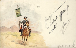 1905-cartolina Carabiniere A Cavallo Con Stendardo X Corpo D'armata Viaggiata - Patriottiche