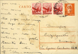 1946-intero Postale 60c.Turrita Senza Stemma Affrancatura Aggiunta Striscia 80c. - Stamped Stationery