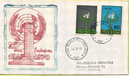 1970-s.2v."anniversario Nazioni Unite"su Fdc Raccomandata Illustrata - FDC