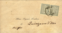 1868-coppia 1c.DLR Su Piego Con Testo A Stampa Diretto A Quinzano D'Olio Brescia - Poststempel