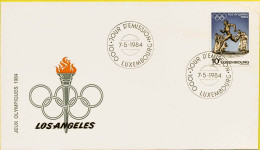 1984-Luxembourg Lussemburgo S.1v."giochi Olimpici Di Los Angeles"su Fdc Illustra - FDC