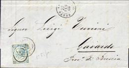 1865-piego Con Testo Affrancato 20c.su 15c.Ferro Di Cavallo I Tipo Cat.Sassone E - Storia Postale