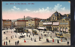 AK Nice, La Place Massena Mit Strassenbahnen Und Passanten  - Tram
