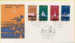 1972-Germania S.4v."giochi Olimpici Di Monaco"su Fdc Illustrata - Brieven En Documenten