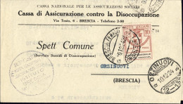 1924-cat.Sassone Euro 350, Piego Della Cassa Nazionale Per Le Assicurazioni Soci - Poststempel