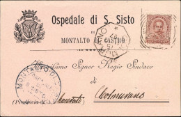 1897-cartolina Ospedaliera Di Montalto Di Castro Affrancata Con Ottagonale Di Co - Marcofilie