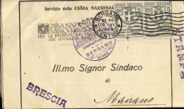 1924-cat.Sassone Euro 320 Piego Della Cassa Nazionale Infortuni Affr. Coppia Par - Poststempel