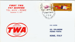 1971-Israele Aerogramma Della TWA I^ Volo Boeing 747 Tel Aviv-Roma - Storia Postale