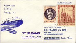 1971-San Marino Della Boac I^volo Boeing 747 Roma-Johannesburg - Airmail