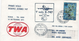 1971-Vaticano Aerogramma  Della TWA I^volo Boeing 747 Roma-Tel Aviv Del 16 Sette - Airmail