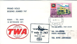 1971-San Marino Della TWA I^volo Boeing 747 Roma-Tel Aviv Del 16 Settembre - Airmail