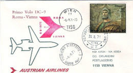 1971-San Marino Aerogramma Delle Linee Aeree Austriache I^volo DC 9 Roma-Vienna  - Luchtpost