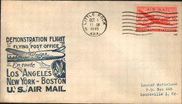 1946-U.S.A. Con Cachet Figurato "Flying Post Office-Los Angeles-New York-Boston" - 2c. 1941-1960 Brieven