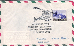 1959-San Marino Aerogramma Bollo Inaugurazione Servizio Elicotteri San Marino-Ri - Luftpost
