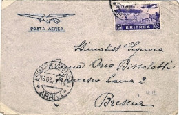 1937-Eritrea Busta Diretta In Italia Affrancata Posta Aerea L.1.50 Soggetti Afri - Eritrea