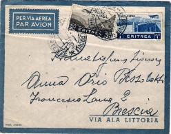 1938-Eritrea Busta Diretta In Italia Affrancata Posta Aerea 50c.+L.1 Soggetti Af - Erythrée