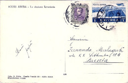 1938-Eritrea Cartolina Foto Addis Abeba La Stazione Ferroviaria,diretta In Itali - Eritrea