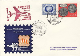 1977-San Marino Aerogramma Volo Speciale San Marino Rimini Roma Del 29 Agosto - Luchtpost