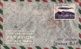 1959-San Marino Lettera Con Bollo I^volo San Marino Rimini-Londra - Luchtpost