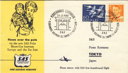 1957-Danimarca I^volo SAS Copenaghen Tokyo Attraverso Il Polo Nord - Luchtpostzegels