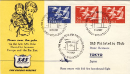 1957-Svezia I^volo SAS Stoccolma Tokyo Attraverso Il Polo Nord - Covers & Documents