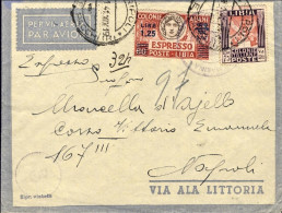 1941-Libia Cat.Sassone Euro 185, Pittorica 75c.+Espresso L.1,25 Dent.14 Su Busta - Libië