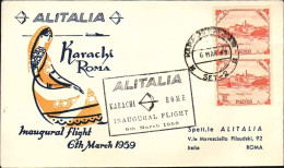 1959-Pakistan Alitalia Per Il I^volo Karachi Roma Del 6 Marzo - Pakistan