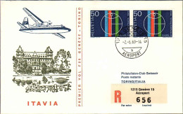 1969-Svizzera Raccomandata Illustrata I^volo F128 Ginevra-Torino Del 2 Giugno - Poststempel