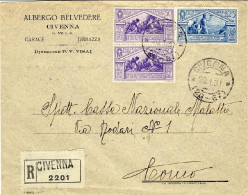 1931-cat.Sassone Euro 90, Virgilio Coppia 50c.+L.1,25 Su Busta Raccomandata - Poststempel