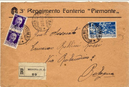 1930-Ferrucci L.1,25+Imperiale Coppia 50c. Su Busta Raccomandata Del 3 Reggiment - Poststempel