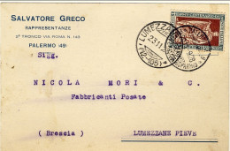 1928-cat.Sassone Euro 110, 30c. Emanuele Filiberto Isolato Su Cartolina, Annullo - Poststempel