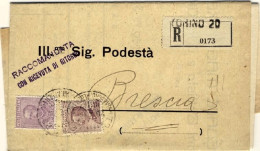 1929-Parmeggiani 50c.+Michetti 20c.su Piego Raccomandato (non In Tariffa) - Poststempel