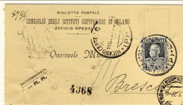 1927-L.1,85 Ardesia Vittorio Emanuele III^isolato Su Piego Racc. Cat.Sassone Eur - Poststempel