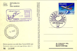 1982-Islanda Cartolina Illustrata Con Bollo Violetto Volo Celebrativo Aeronautic - Airmail