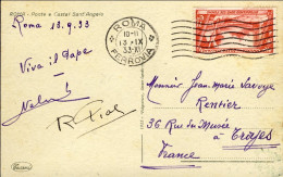 1933-Decennale 75c.isolato Su Cartolina Illustrata Diretta In Francia Cat.Sasson - Poststempel