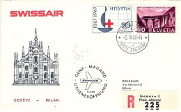 1963-Svizzera I^volo Swissair Ginevra Milano Del 2 Aprile Raccomandata - Autres & Non Classés