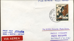 1971-San Marino Aerogramma I^volo Alitalia Roma Detroit - Airmail