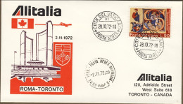 Vaticano-1972 I^volo Alitalia Roma Toronto Del 2 Novembre - Airmail