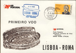 1980-Portogallo TAP I^volo Lisbona Roma - Covers & Documents