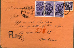1945-busta Raccomandata Affr. 50c. Monumenti Distrutti+striscia L.1 F.lli Bandie - Storia Postale