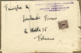 1944-RSI Cat.Sassone Euro 150, Recapito Autorizzato 10c. Bruno Isolato Su Piego  - Storia Postale
