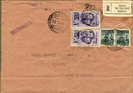 1945-busta Raccomandata Affr. Due 25c. Monumenti Distrutti+due L.1 F.lli Bandier - Storia Postale