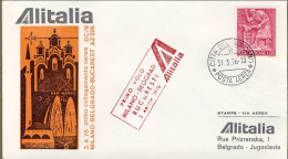 Vaticano-1976 Alitalia I^volo Milano Beograd Del 3 Aprile - Airmail
