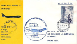 Vaticano-1971  I^volo Boeing 747 Lufthansa Roma Delhi Del 3 Novembre - Airmail