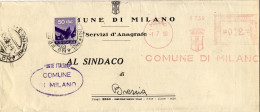 1950-piego Comunale Con Bollatura Meccanica Rossa Da L.12+affrancatura Aggiunta  - Macchine Per Obliterare (EMA)